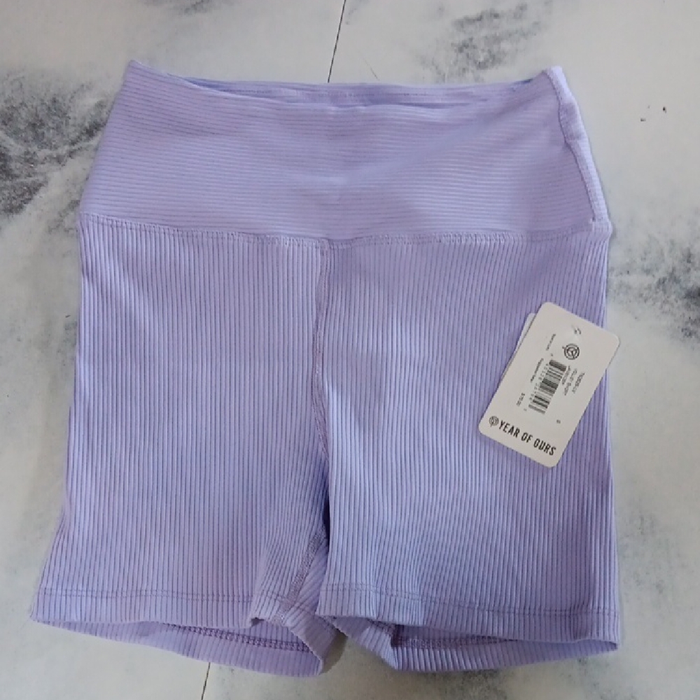 Year of Ours Women's Purple Ribbed Shorts Small